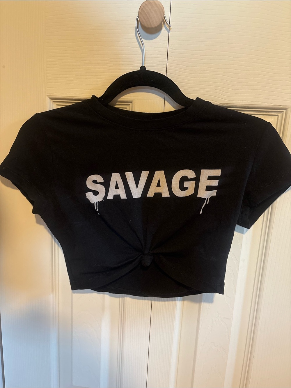 Windsor Black Crop Tee with White SAVAGE Graphic